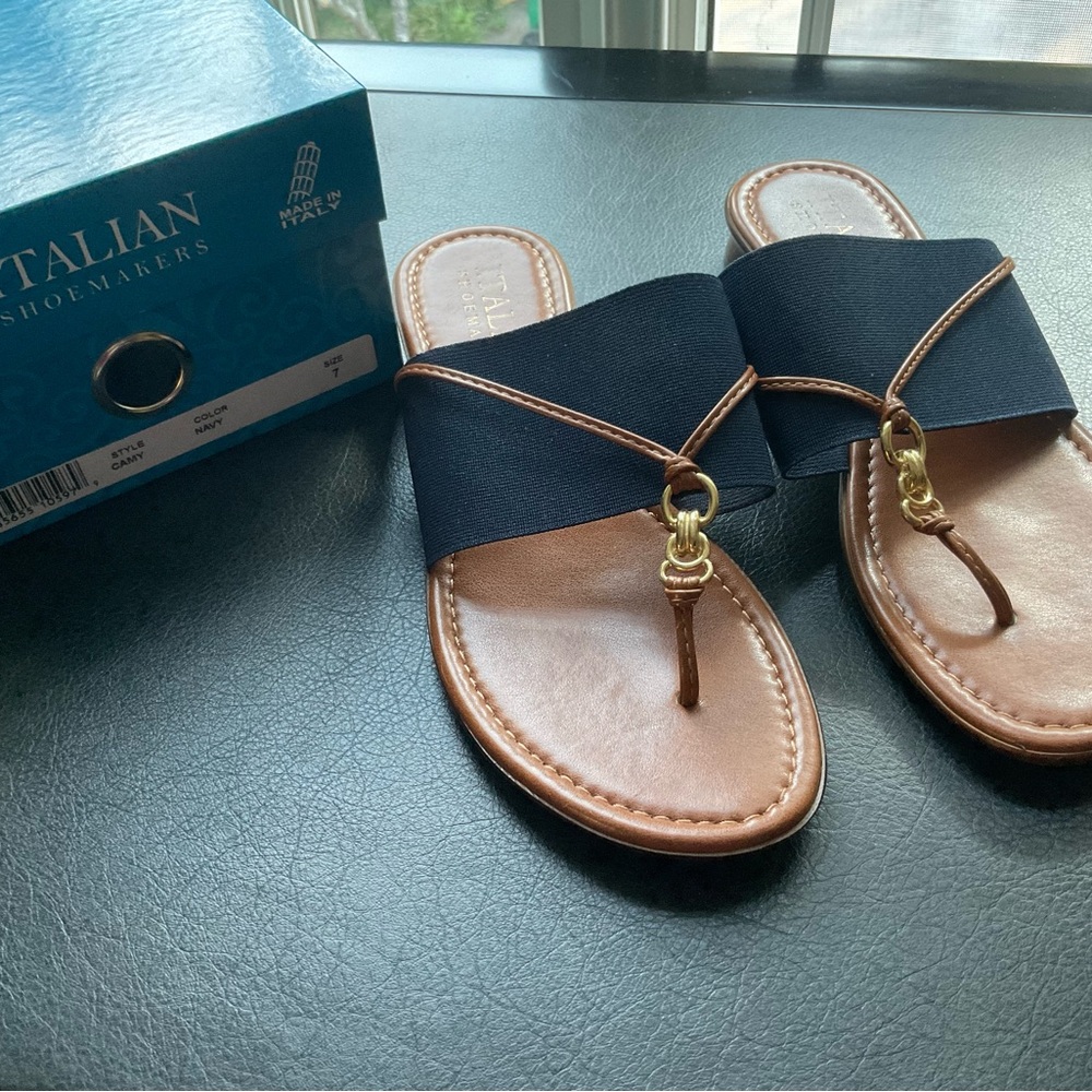 Italian Shoemakers Women's Black and Tan Sandals